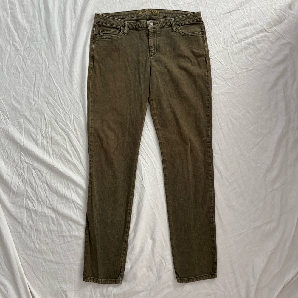 Michael Kors Olive Green denim jeans. Womens size 8. Izzy Skinny mid rise